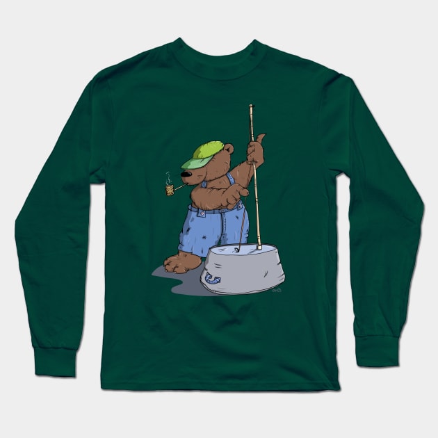 Hillbilly Bear plays Bass Guitar Long Sleeve T-Shirt by schlag.art